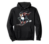 Speedy Skiing Penguin With Red Cape Mascot Alpine Pullover Hoodie