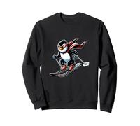 Speedy Skiing Penguin With Red Cape Mascot Alpine Sweatshirt