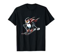 Speedy Skiing Penguin with Red Cape Mascot Alpine T-Shirt