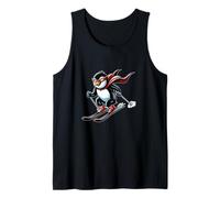 Speedy Skiing Penguin with Red Cape Mascot Alpine Tank Top