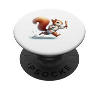 Speedy Squirrel Athlete Bat Playful Cartoon Design PopSockets Adhesive PopGrip