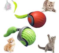 Speedy Tail Cat Toy, Cat Toy Speedy Tail 2.0, 360° Smart Automatic Moving Cat Toy Ball, Smart Interactive Cat Toys Ball for Indoor Cats, Two Speed Adjustment Smart Cat Toy Ball (2pcs Green+Red)
