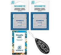 Speedypress Universal (Regular) Household Sewing Machine Needles, 2 Packs of 10, Assorted Sizes: 70/10, 80/12, 90/14 and 100/16 + Unique Large Needle Threader & ABC Needle Guide