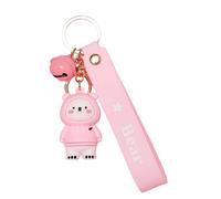 SPEEDYUNI Cute Ice Bear, Polar Bear Keychain & Lanyard, Perfect for Backpacks and Purses, Perfect Accessory for Animal Lovers, Pink Hoodie, One size
