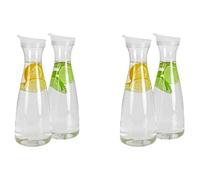 Speesy 4Pcs 1L Plastic Water Carafes with White Flip Tab Lids- Food Grade & Recyclable Shatterproof Pitchers - Juice Jar