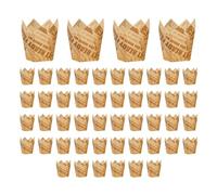 Speesy 50 Pieces Newspaper Style Cupcake Cases Baking Cups for Wedding Party Tulip Muffin Cupcake Paper Cases Oilproof Cake Easy to Use E