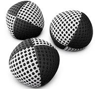 speevers Juggling Balls Professional Set of 3 Fresh Design Xballs, 12 Beautiful Colors Available, Juggle Balls for Beginners, Kids, Adults, 2 Layers of Net 4 Panels Carry Case (110g, Black - White)