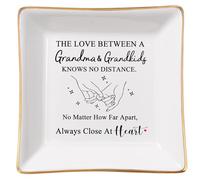 Spegiffu Grandma Jewelry Tray Dish - The Love Between A Grandma & Grandkids Knows No Distance - Birthday, Christmas, Mother's Day Gift from Grandchildren