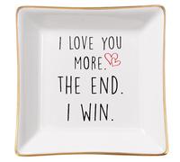 Spegiffu Wife Gifts - Romantic Jewelry Dish Tray - I Love You More. The End. I Win. - Anniversary, Birthday, Mothers Day, Valentines Gifts for Her