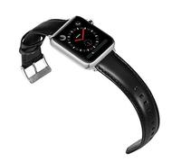 Speidel 38/40/41mm Luxury Black Genuine Leather Band With Stainless Steel Adapters and Buckle compatible for use with the Apple watch series 1,2,3,4,5, 6, 7