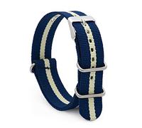 Speidel NylonStyle Watch Band 22mm Blue and Cream Striped Woven Military Style Nylon Strap with Heavy Duty Stainless Steel Keepers and Buckle