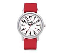 Speidel Original Scrub Watch™ for Nurse, Medical Professionals and Students - Various Medical Scrub Colors, Easy Read Dial, Military Time with Second Hand, Silicone Band, Red, Original Scrub