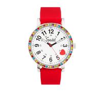 Speidel Original Scrub Watch™ for Nurses, Medical Professionals, Mens and Womens Watch with Second Hand Nursing, Nurse Watches for Women, Waterproof 12 & 24 hr Time, Crystalized, Red, 5" (127 mm) to