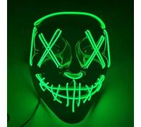 SpektaTek Scary LED Purge Mask - Light-Up Halloween Cosplay Mask with 3 Modes for Rave & Costume Parties - Fits Adults & Kids (Fluorescent Green)