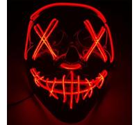 SpektaTek Scary LED Purge Mask - Light-Up Halloween Cosplay Mask with 3 Modes for Rave & Costume Parties - Fits Adults & Kids (Red)