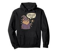 Spell A Day Keeps Idiots Away Cute Cat Magic Funny Graphic Pullover Hoodie