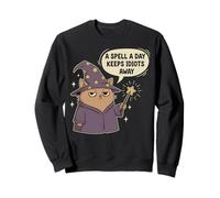 Spell A Day Keeps Idiots Away Cute Cat Magic Funny Graphic Sweatshirt