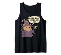 Spell A Day Keeps Idiots Away Cute Cat Magic Funny Graphic Tank Top