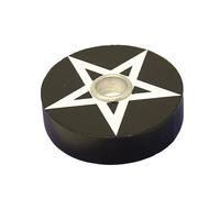 Spell Candle Holder Witch Magic Pagan Ritual Whichcraft Black and White Circle Design (Black)