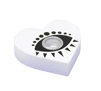 Spell Candle Holder Witch Magic Pagan Ritual Whichcraft Black and White Heart Design (White)