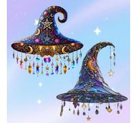Spell shine Sun Catcher, 2025 2D Magical Witch Hat Design for Halloween Décor, Magic Window Decor for Spooky Season, Gothic Room Gift, Acrylic Sun Catcher, Rainbow Light (A+B)