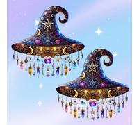 Spell shine Sun Catcher, 2025 2D Magical Witch Hat Design for Halloween Décor, Magic Window Decor for Spooky Season, Gothic Room Gift, Acrylic Sun Catcher, Rainbow Light (A*2)