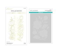 Spellbinders BD-0841 Glimmering Peonies Glimmer Plate and Stencil Bundle from the Glimmering Flowers Collection