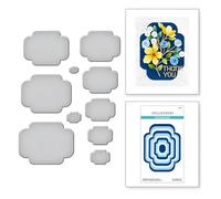 Spellbinders Essential Labels Etched Dies from The Four Petal Collection, Metal, ONE