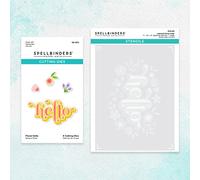 Spellbinders Floral Hello Stencil and Die Bundle, GREY