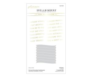 Spellbinders GLP-434 Curved Everyday Sentiments Glimmer Plate & Die Set from The Glimmering Flowers Collection
