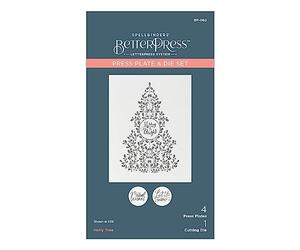 Spellbinders Holly Tree Press Plate & Die Set from The BetterPress Christmas Collection