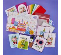 Spellbinders Just Add Cake Birthday Card Making Kit, with Stamps, Dies, Embossing Folder, Splatter Effects, Sequins, Rub-ons, Colorful Cardstock, More