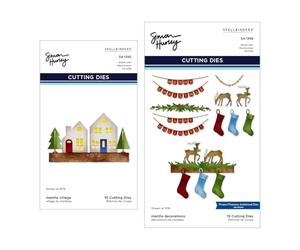 Spellbinders Mantle Village and Decorations Etched Dies Bundle from The Timeless Trees Collection by Simon Hurley