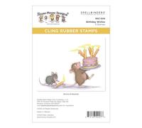 Spellbinders RSC-024 Birthday Wishes Cling Rubber Stamp Set from The House-Mouse Spring Has Sprung Collection, Red
