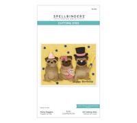 Spellbinders S5-632 Party Puggles Etched Dies from the Bibi's Cats and Pugs Collection by Bibi Cameron