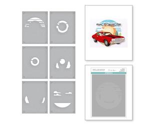 Spellbinders Scenic Drive Stencil from The Classic Road Legends Collection by Mindy Eggen, White