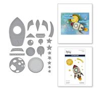 Spellbinders to the Moon Etched Dies from the Simon's Space Adventure Collection by Simon Hurley