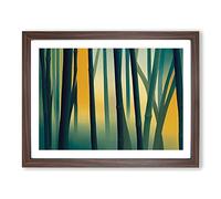 Spellbinding Abstract Bamboo Forest H1022 Framed Print for Living Room Bedroom Home Office Décor, Wall Art Picture Ready to Hang, Walnut A2 Frame (64 x 46 cm)