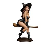 Spellbound Beauty Sexy Witch Bookshelf Figurine Halloween Witch Decoration Desktop Bookshelf Gothic Ornament for Present KzW774 (Black, 15cm)