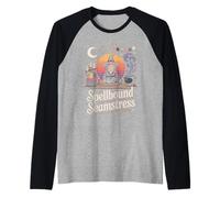 Spellbound Seamstress Sewing Witch Design Raglan Baseball Tee