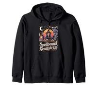 Spellbound Seamstress Sewing Witch Design Zip Hoodie