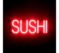 SpellBrite SUSHI Sign for Restaurants | Neon-Like Red LED Restaurant Signage for Businesses | 18.0" x 6.3"