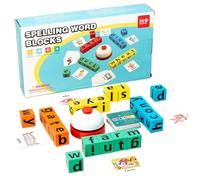 Spelling Block Toy, Matching Letter Game, 11.02x6.1in Alphabet Puzzle Blocks, Authentic Fun Learning Design, Colorful Easy-Grip Pieces for Kids Home Kindergarten