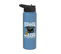 Spelling Champion and Math Wizard At Your Service Teacher Stainless Steel Insulated Water Bottle