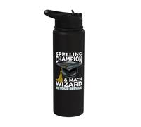 Spelling Champion and Math Wizard At Your Service Teacher Stainless Steel Insulated Water Bottle