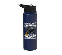 Spelling Champion and Math Wizard At Your Service Teacher Stainless Steel Insulated Water Bottle