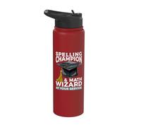 Spelling Champion and Math Wizard At Your Service Teacher Stainless Steel Insulated Water Bottle