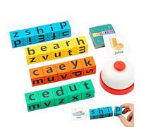 Spelling Game: Wooden Letter Blocks With Word Cards, Educational Learning Toy | Interactive Language Development Set, Promotes Reading And Skills, Per