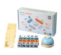 Spelling Game,Word Race Spelling Game for Kids,Fun Puzzle Games With 64 Flashcards & 20 Wooden Alphabet Blocks For Boys Girls