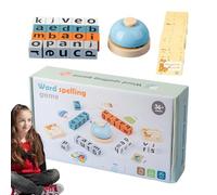Spelling Games - Develop Skills, Fun Alphabet Blocks Learning Toy, Wooden Building Blocks | Alphabet Learning Educational Puzzle For Kids Ages 3+, Sight Words Recognition Game With Bell